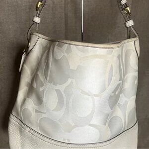 Coach Signature Optic Tote Large Style A063-7656 Off White EUC